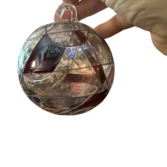 PartyLite Mosaic Glass Globe Ornament P7039 Purple Iridescent HandBlown Romania - Picture 4 of 10